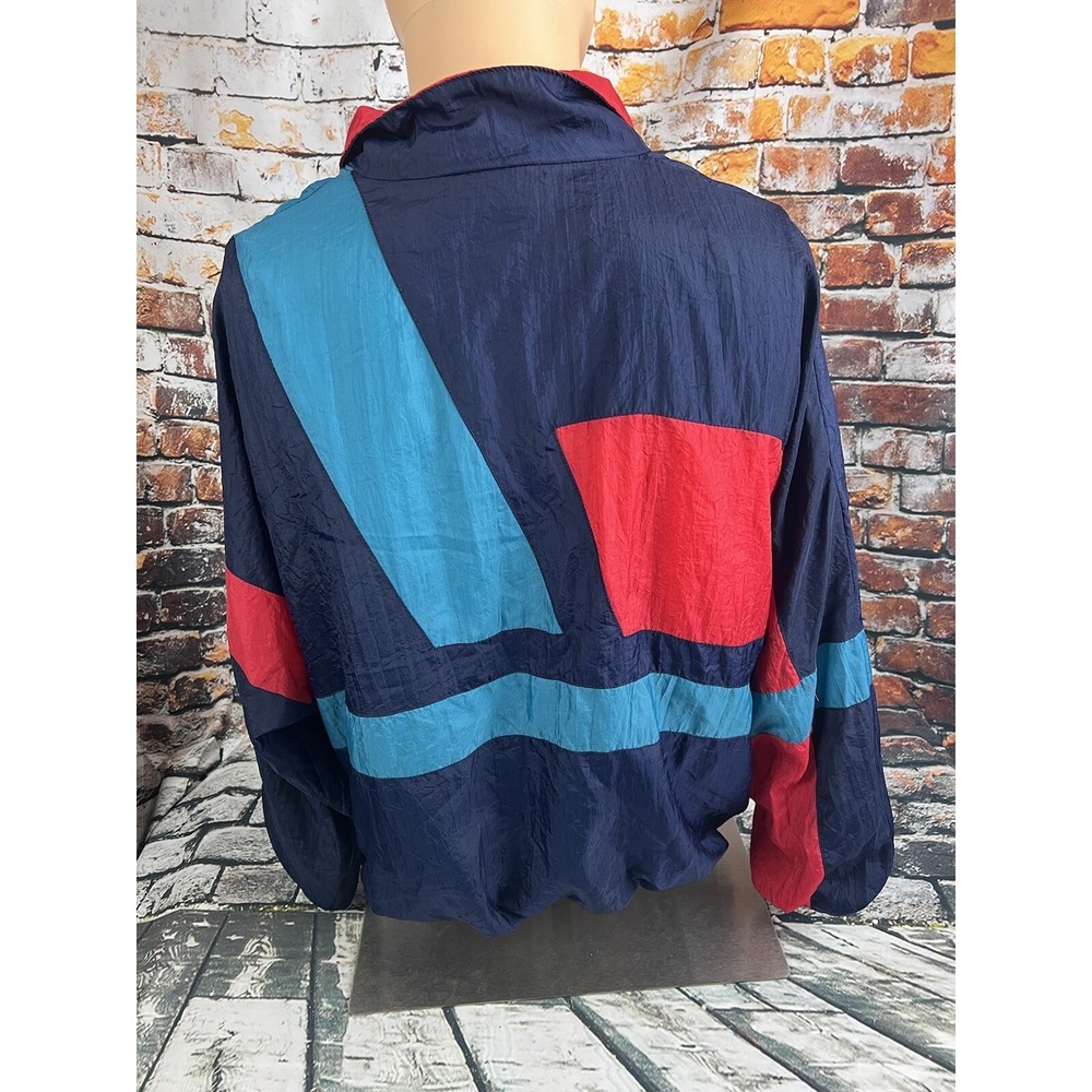 Vtg AVIAT SPORTIF Red Purple Blue TRACK JACKET Windbreaker COLORBLOCK Nylon Sz M - Picture 3 of 6